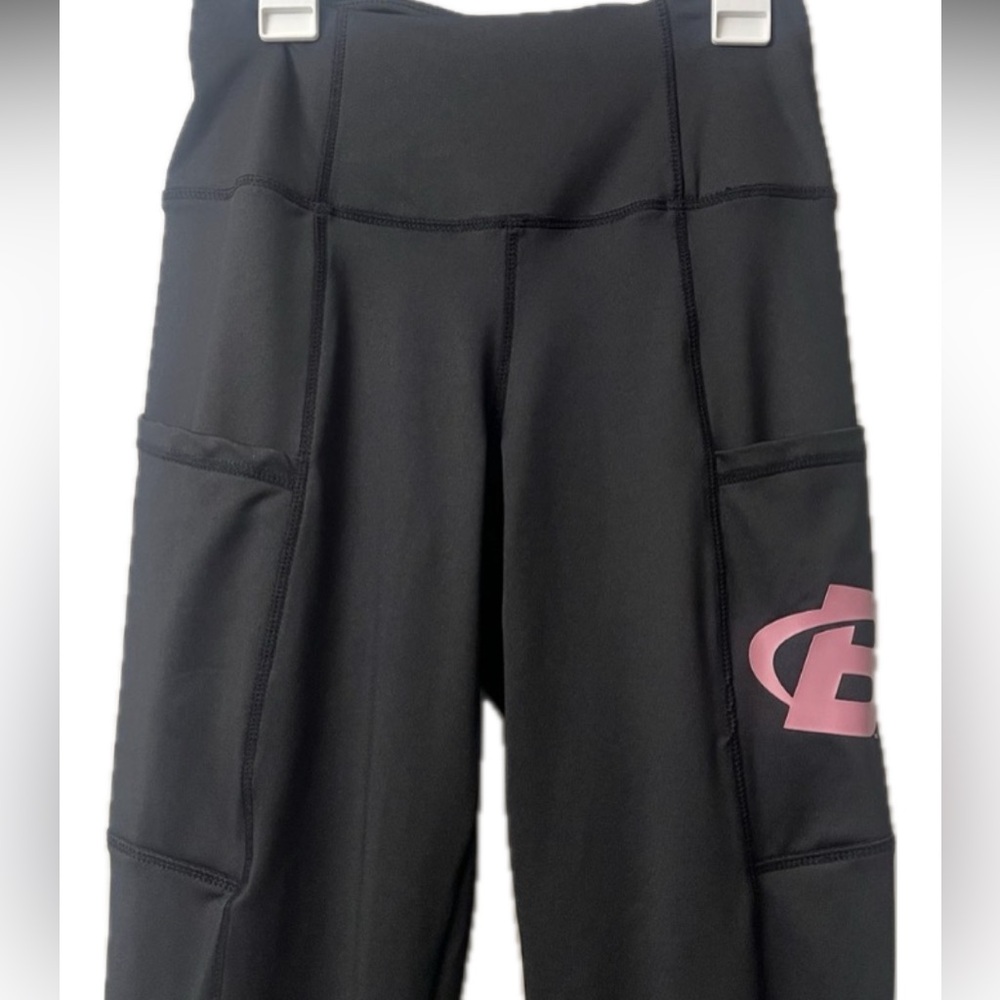Bodybuilding Athletic Workout Leggings Womens Small Black Pink Pockets Stretchy